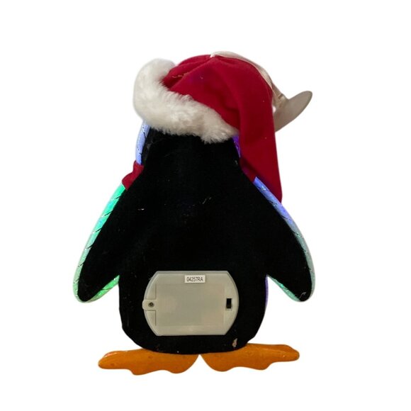 Fiber Optic Christmas Penguin Felt Lighted w Santa Hat Tree Window Hanger VIDEO - Picture 3 of 7